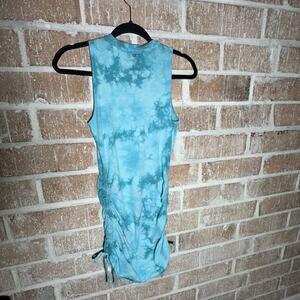 Victoria’s Secret Blue Tie Dye Scrunch Tie Up Cotton Dress Summer Vacation XS